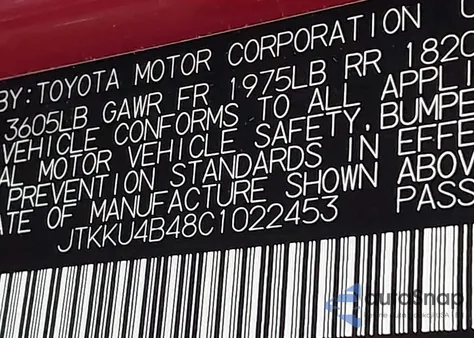 2012 Scion Xd from USA, damaged, VIN JTKKU4B48C1022453
